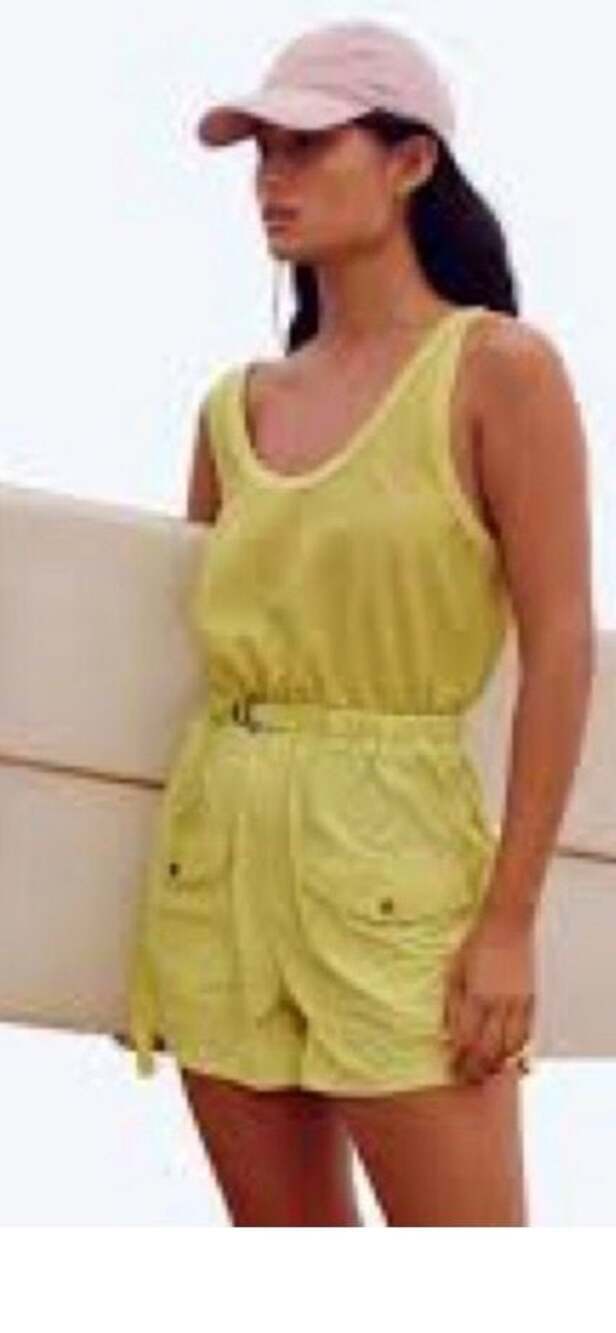 Free People Movement Pacific Coast Hike Romper Small Yellow NWT